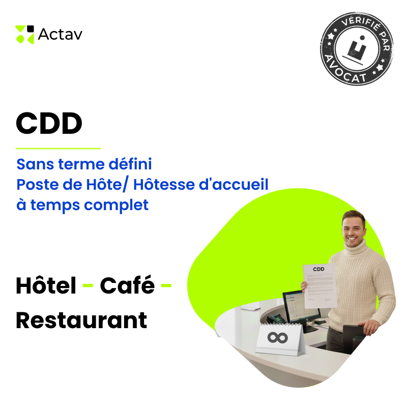 CDD sans terme défini - Hôte/ Hôtesse d'accueil à temps complet (Café-Hôtel-Restaurant)
