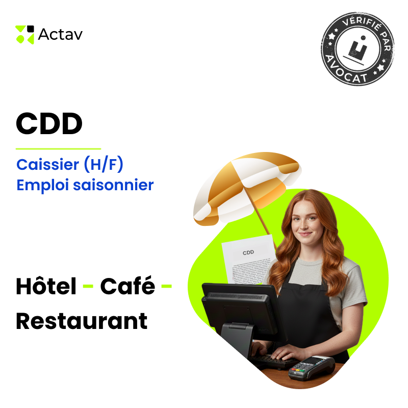 CDD saisonnier - Modèle pour caissier(ère) - Café-Hôtel-Restaurant