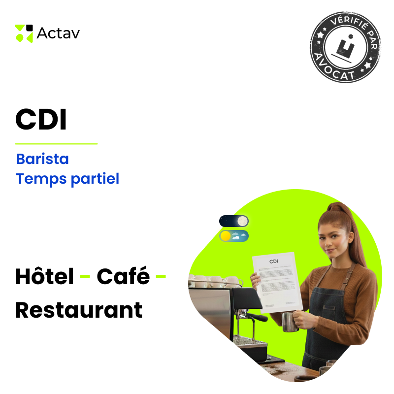 CDI barista - Temps partiel (Café-Hôtel-Restaurant)