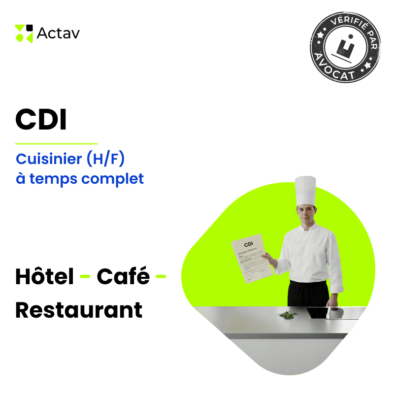 CDI cuisinier(ère) - Temps complet (Café-Hôtel-Restaurant)