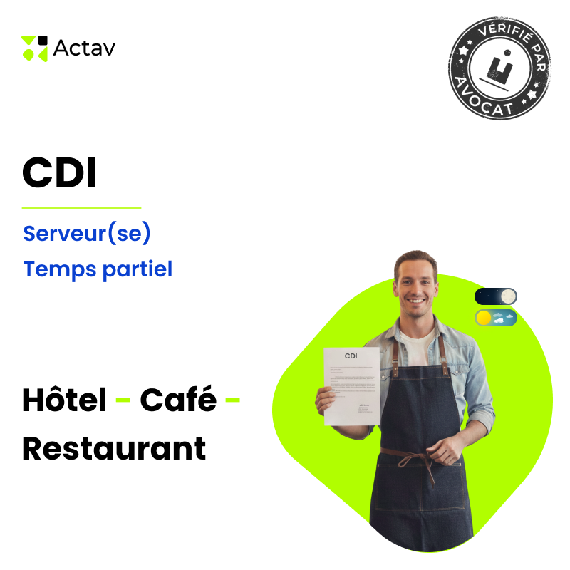 CDI serveur (H/F) - Temps partiel (Café-Hôtel-Restaurant)