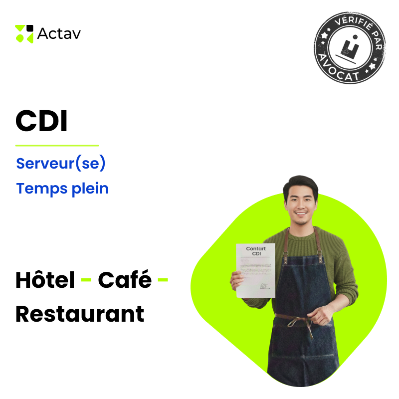 CDI serveur (H/F) - Temps plein (Café-Hôtel-Restaurant)