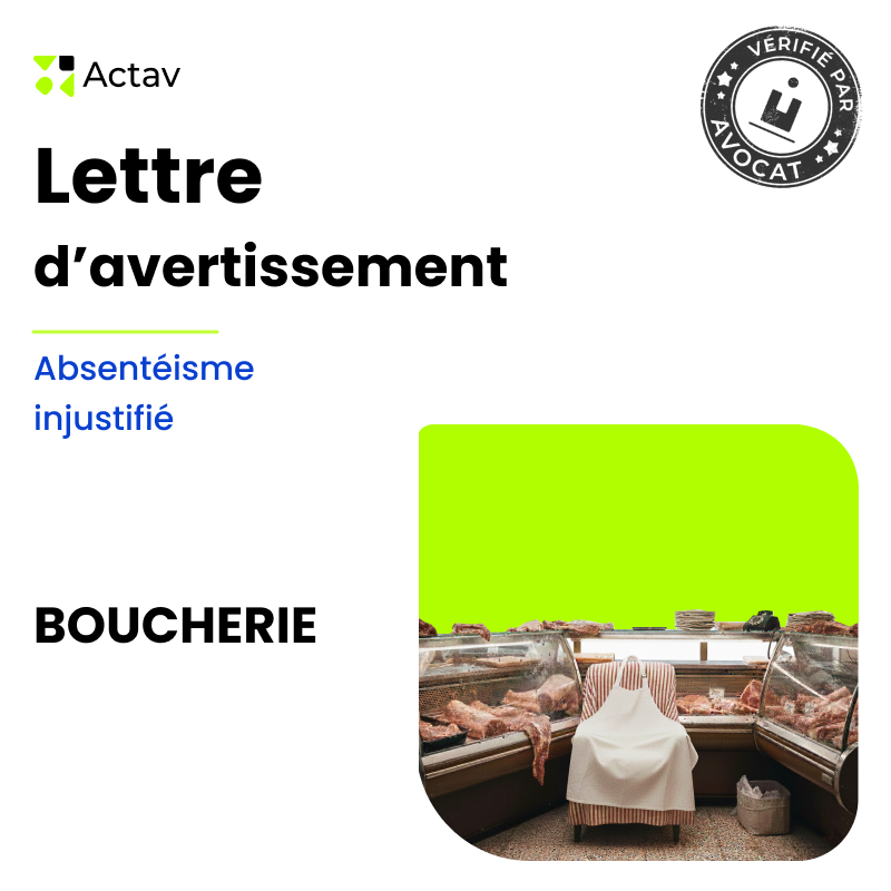 Lettre d'avertissement pour absentéisme injustifié (Boucherie)