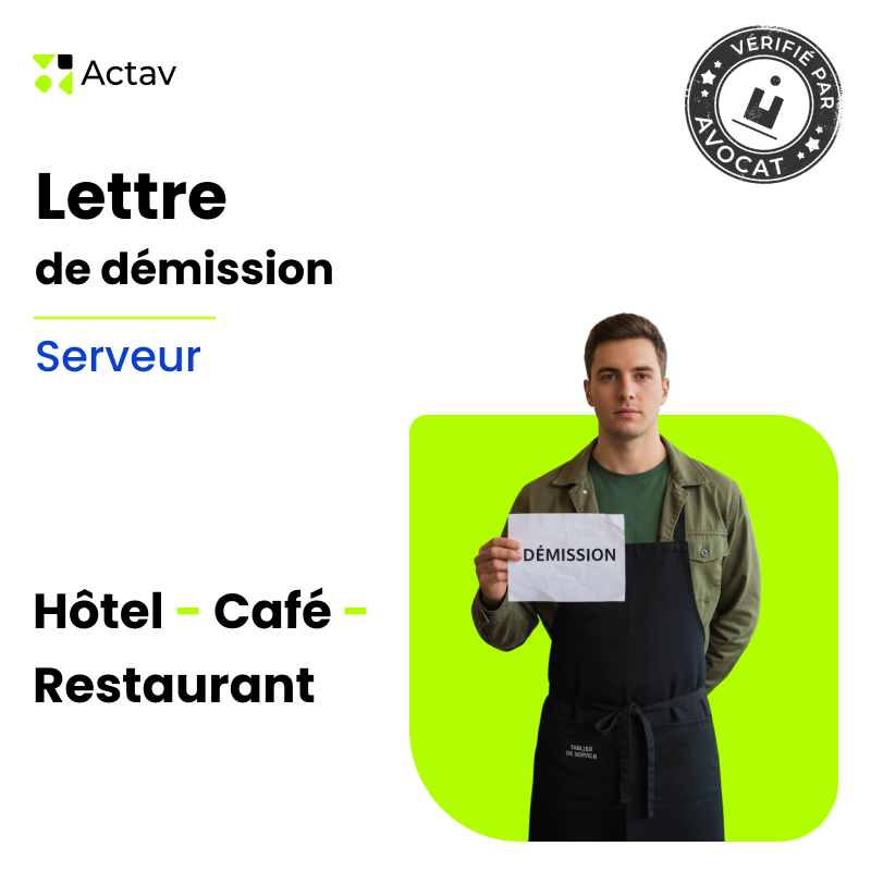 Lettre de démission - serveur (Café-Hôtel-Restaurant)